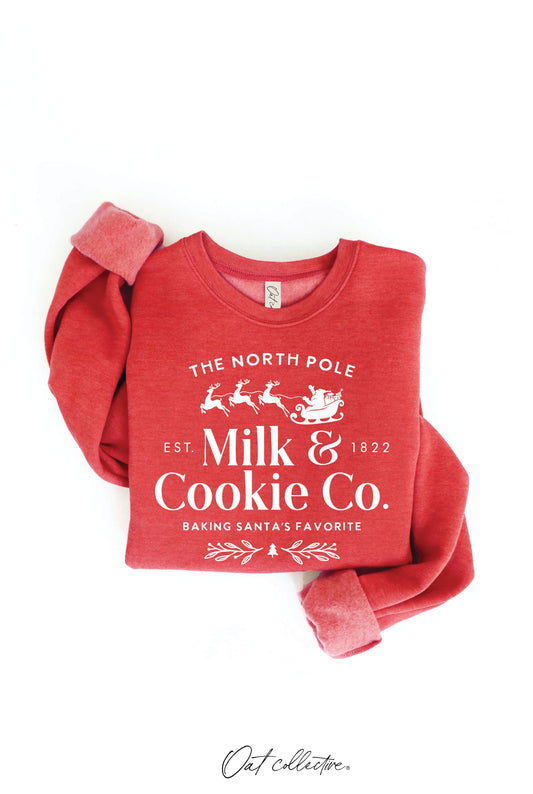 The North Pole Milk and Cookie Co Graphic Sweatshirt - Cranberry Heather
