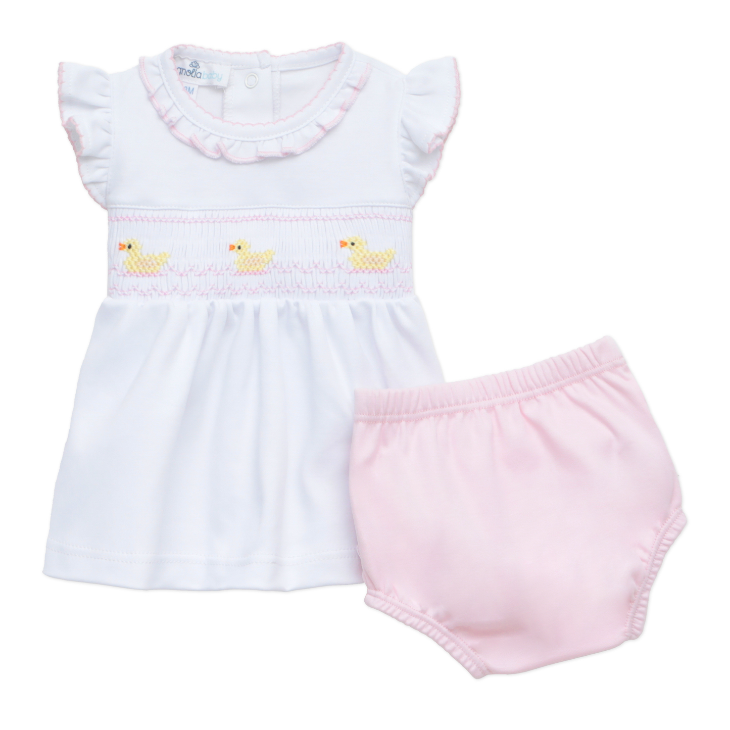 Little Ducklings Classics Smocked Ruffle Diaper Cover Set - Pink