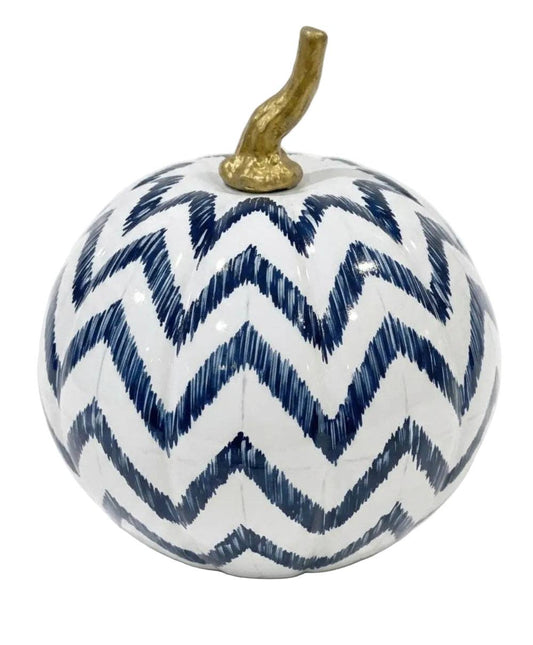 4" Pumpkin - Navy Chevron