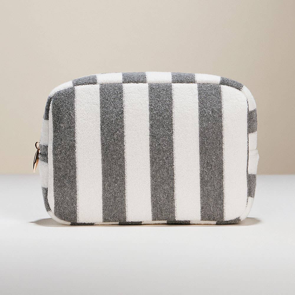 Striped Pattern Cosmetic Pouch Bag: Pink