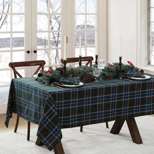 Stowe Tartan Holiday Plaid Cotton Christmas Tablecloth - Green