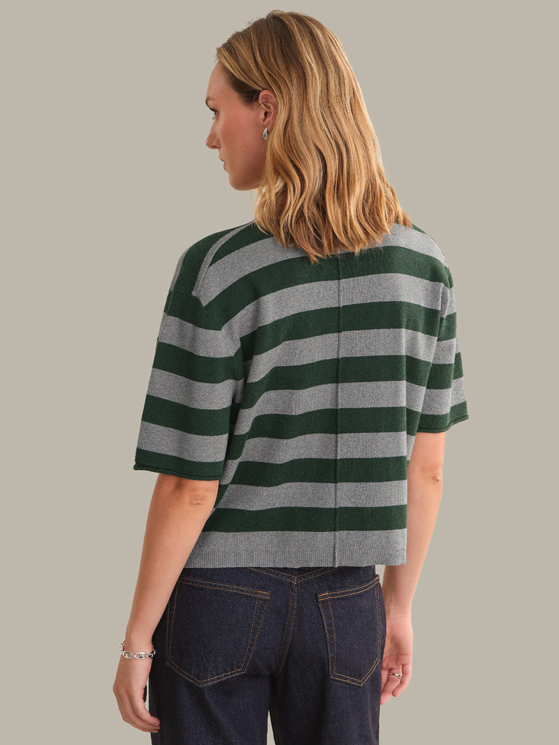 Colette Crew Neck Boxy Short Sleeve Striped Sweater