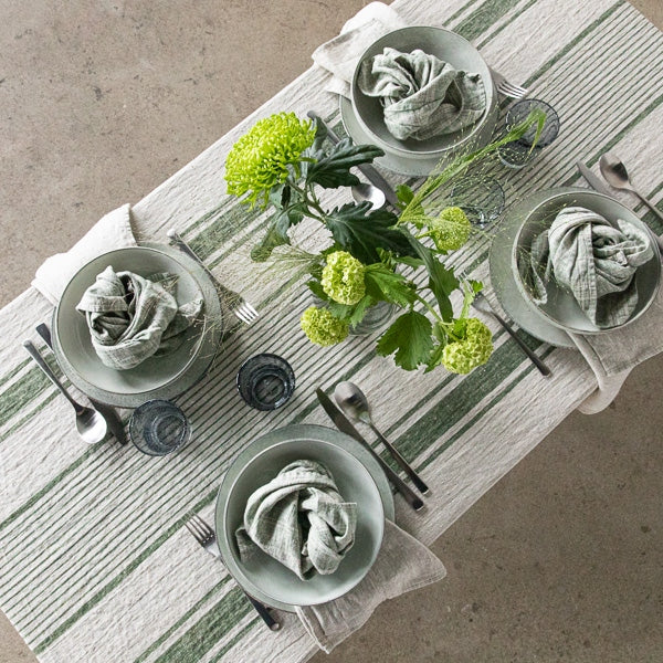 Linen Tablecloth  - Provence - Forest Green/Natural