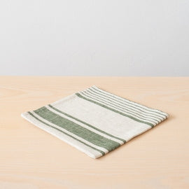 Provence Linen Napkin Set of 4 - Forest Green/Natural