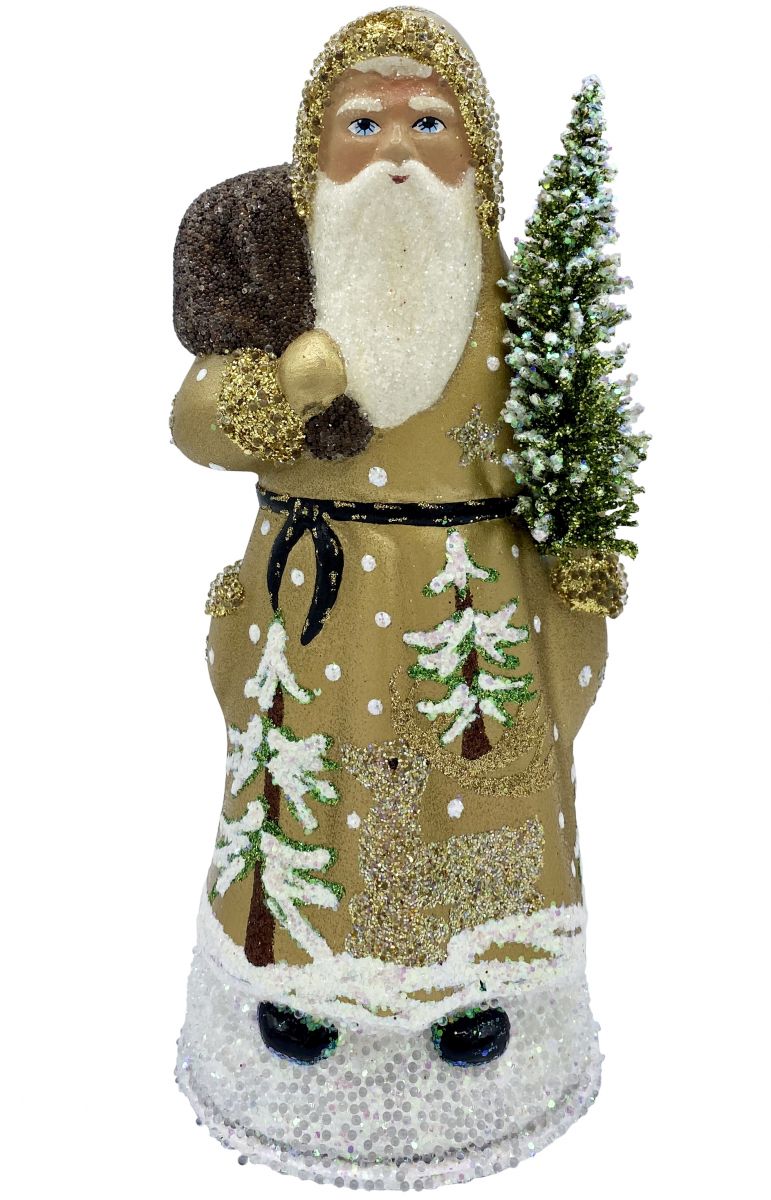 Gold Santa with Tree