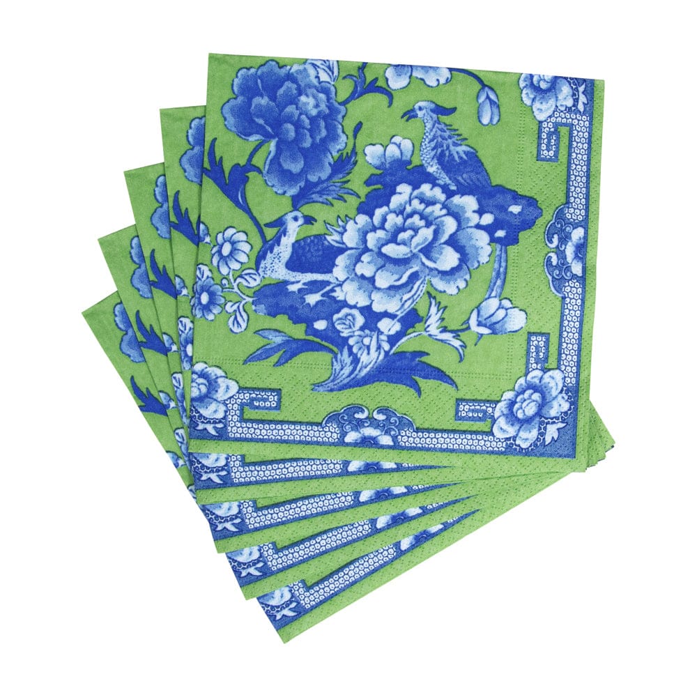Luncheon Napkins - Green And Blue Plate