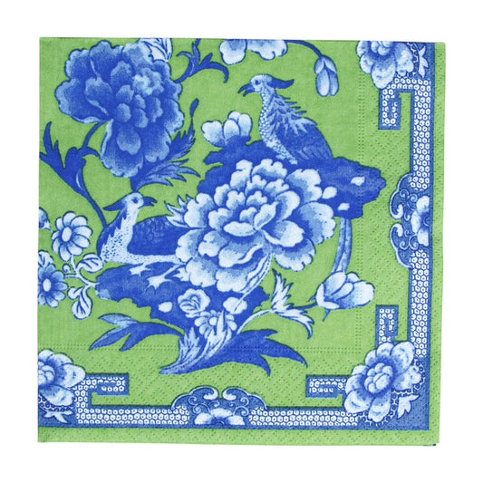 Luncheon Napkins - Green And Blue Plate