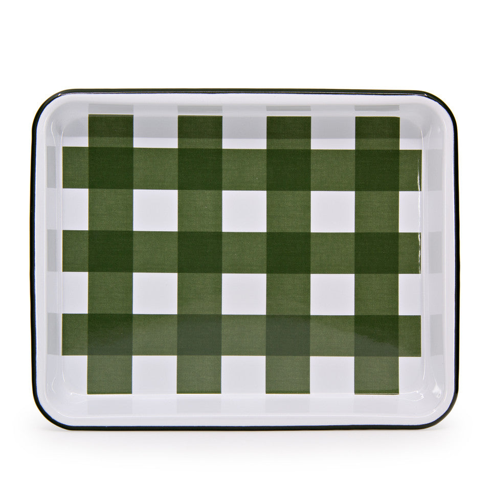 Max Humphrey x CCH Gingham Small, Rectangle Tray, Forest Green