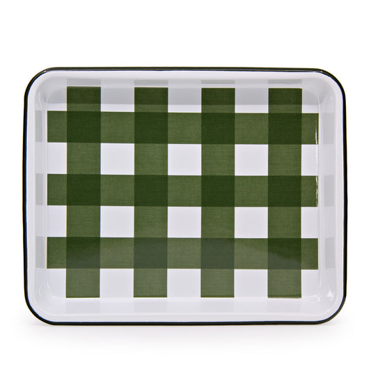 Max Humphrey x CCH Gingham Small, Rectangle Tray, Forest Green