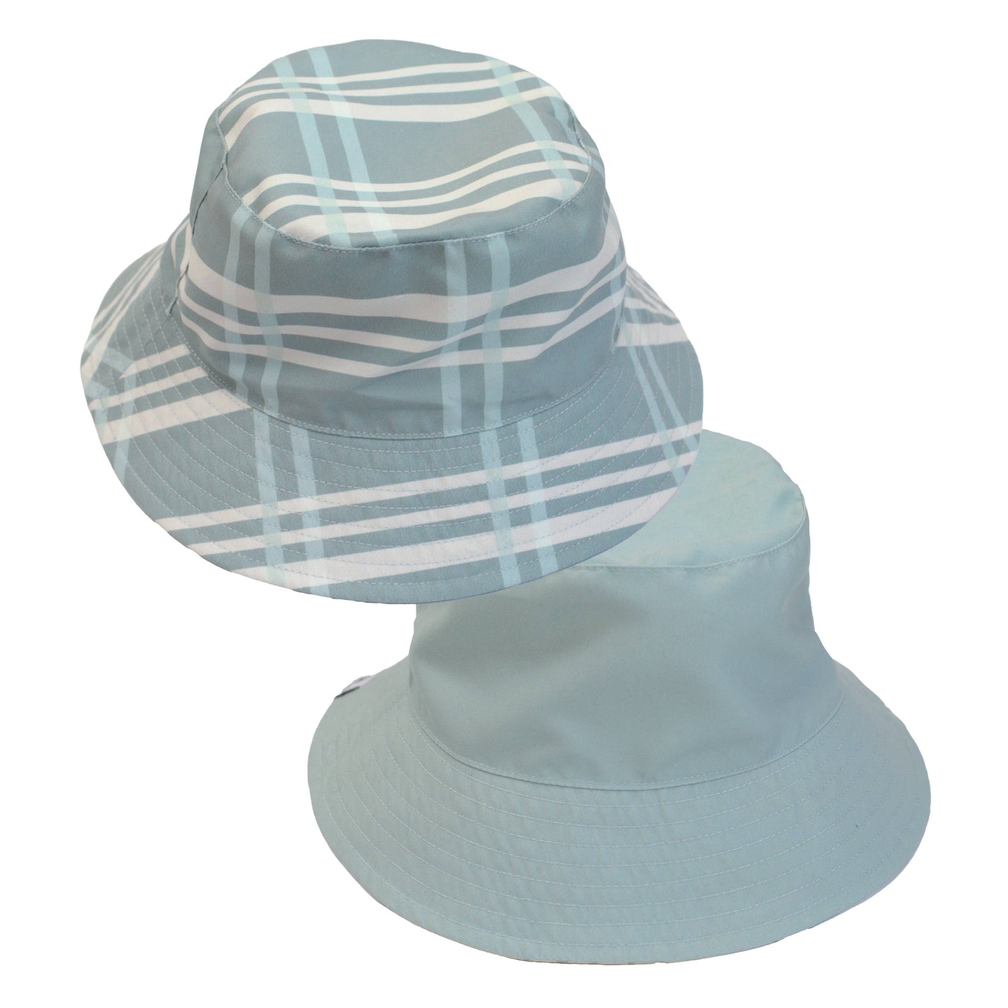 Reversible Baby Bucket Hat - Blue Plaid