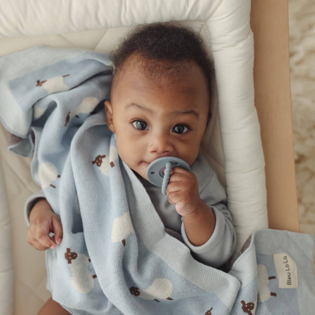 100% Luxury Cotton Receiving Swaddle Baby Blanket - Sheep: Grey