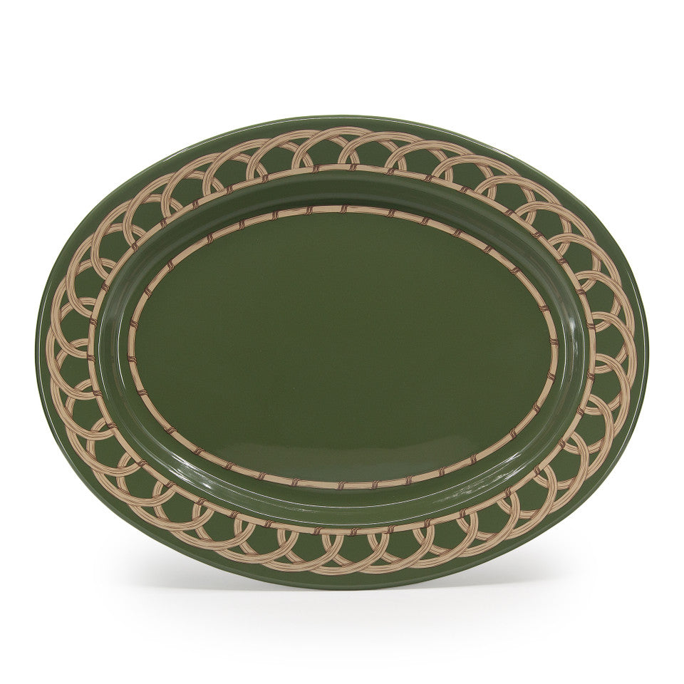 Domino x CCH Wicker Small 14 inch Oval Tray - Sage