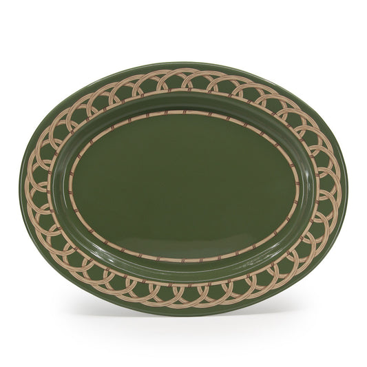 Domino x CCH Wicker Small 14 inch Oval Tray - Sage