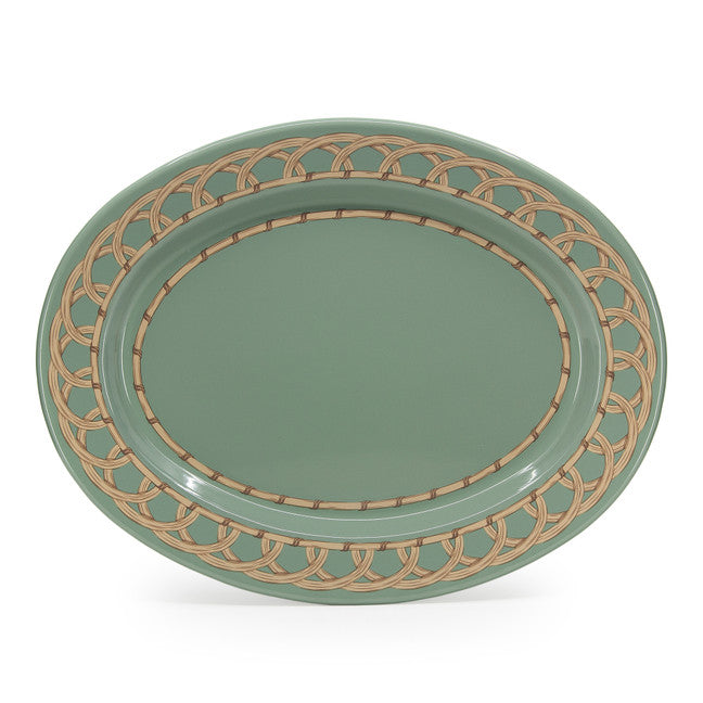 Domino x CCH Wicker Small 14 inch Oval Tray - Sea Blue