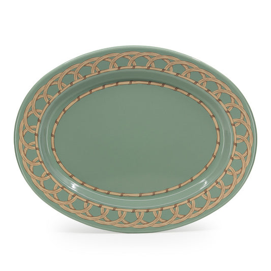 Domino x CCH Wicker Small 14 inch Oval Tray - Sea Blue