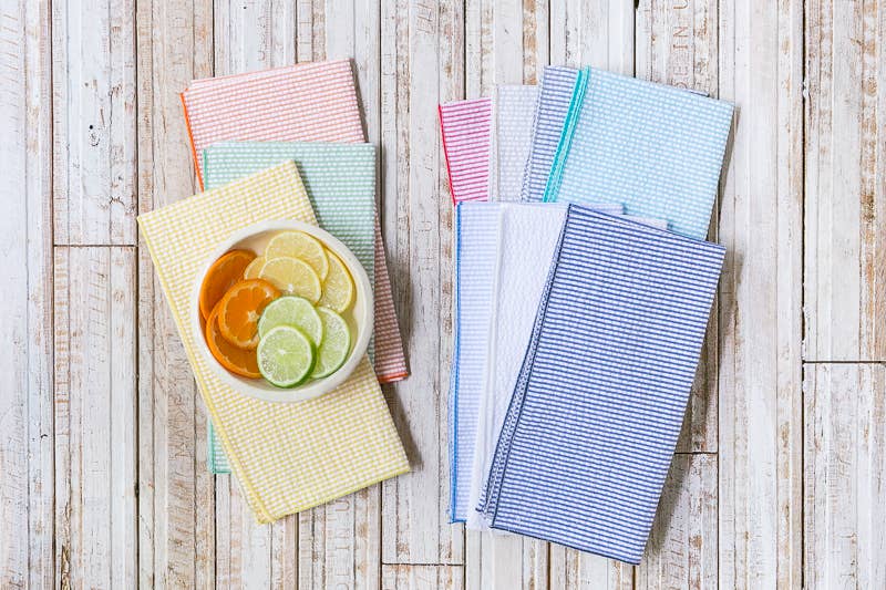 18" Seersucker Everyday Napkins, Set of 4: Khaki