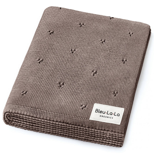 100% Organic Cotton Pointelle Swaddle Receiving Baby Blanket: Milk Chocolate