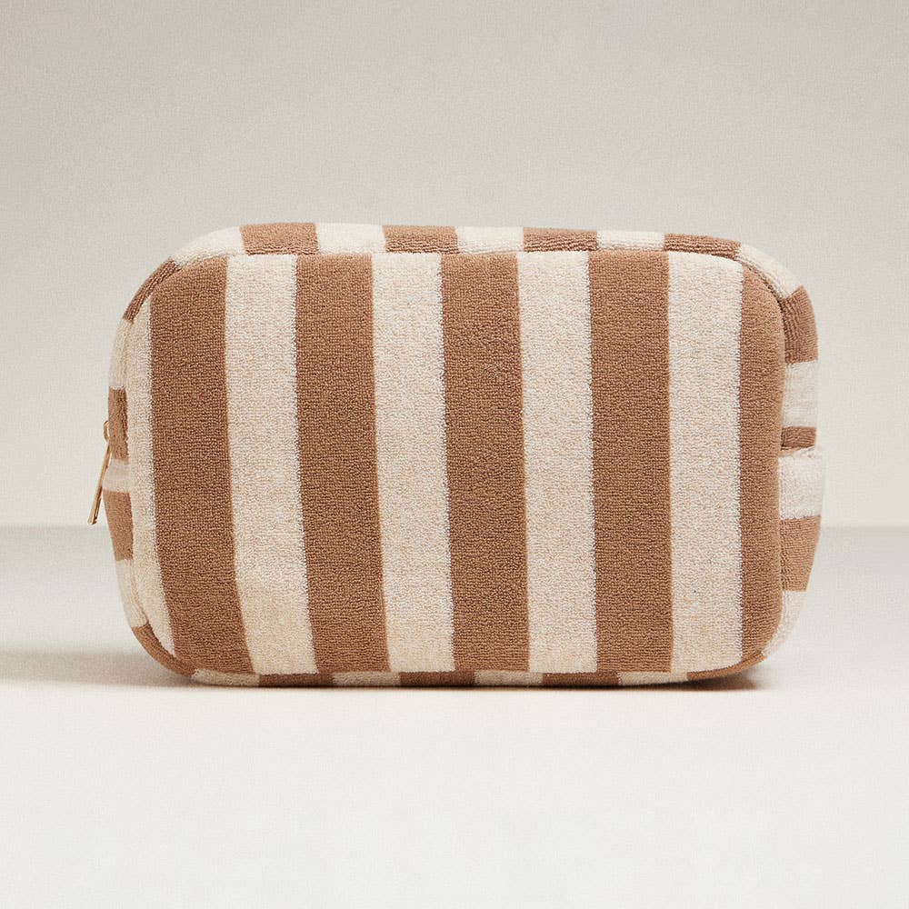 Striped Pattern Cosmetic Pouch Bag: Pink