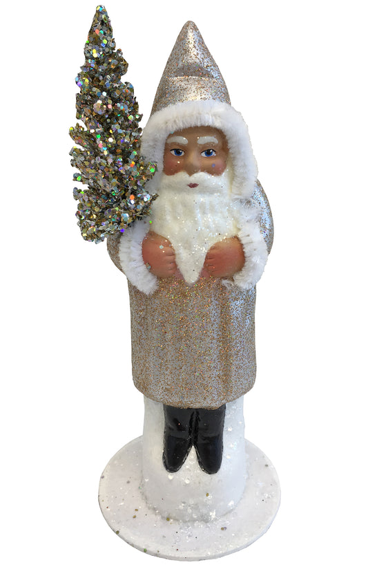 Santa in Sparkley Silver Coat