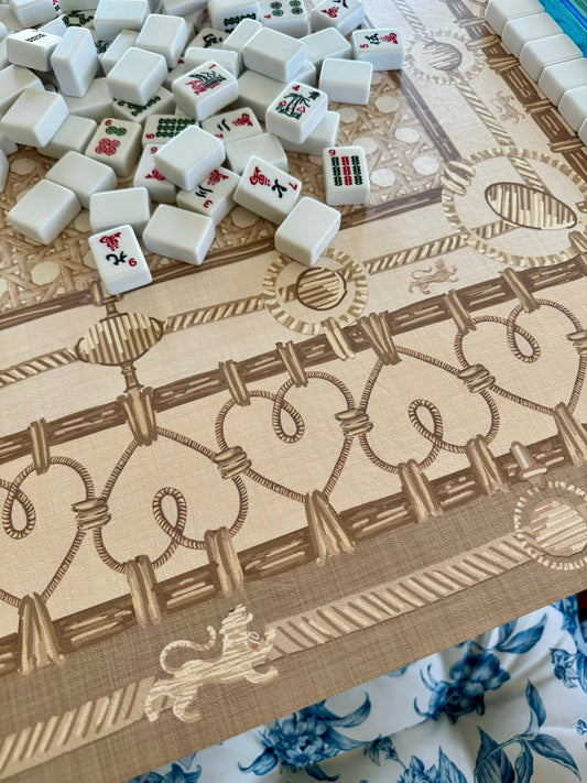 Mahjong Gaming Mat - Jade Peonies
