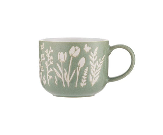 In the Meadow Green Tulip  Mug - 400ml