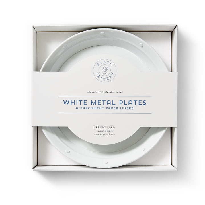White Metal Plates - Set of 4 Plates