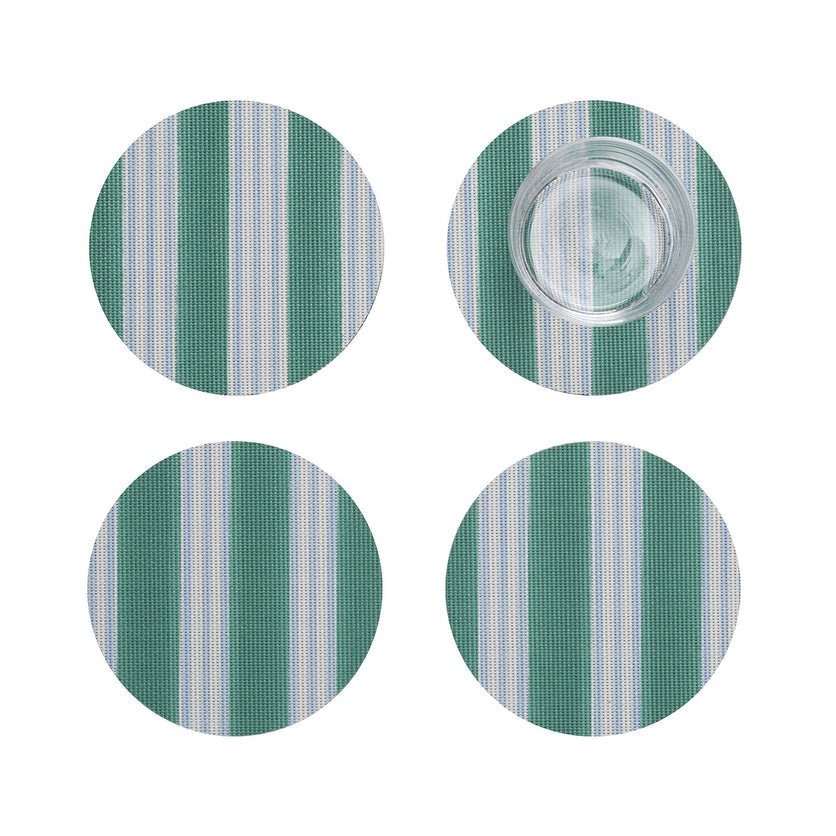 Festive Stripe Coasters - Green