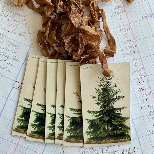 Pack of 3 Gift Tags with Crinkle Ribbon - Pine Tree