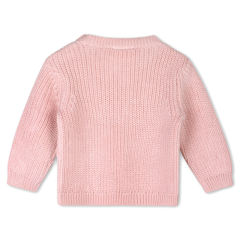 Chunky Knit Baby Pullover - Love - Blush Pink