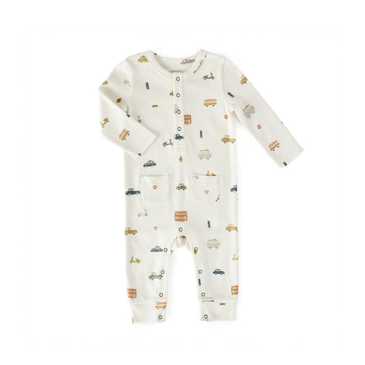 Henley Patch Pocket Romper - Rush Hour