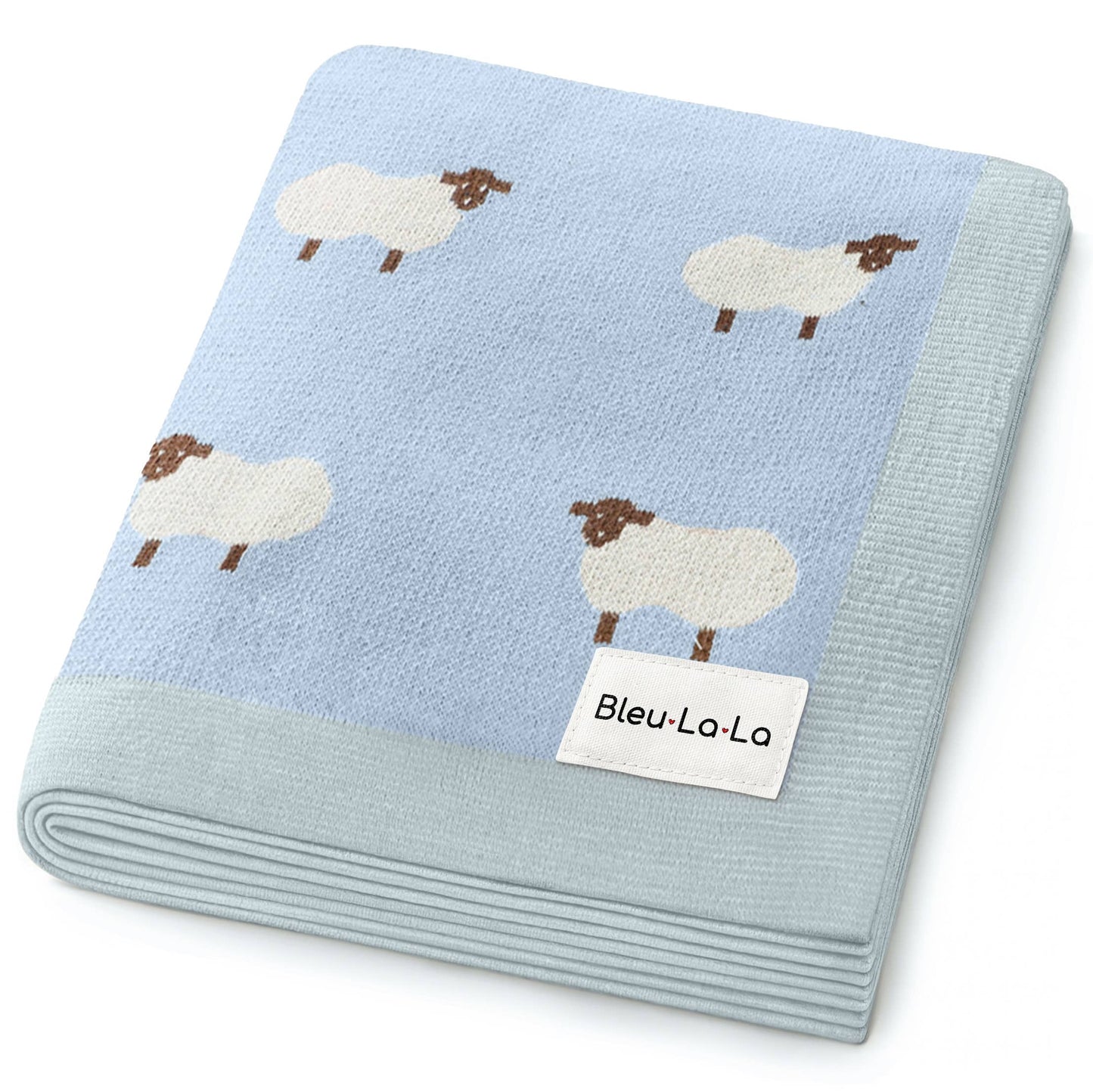100% Luxury Cotton Receiving Swaddle Baby Blanket - Sheep - Taupe