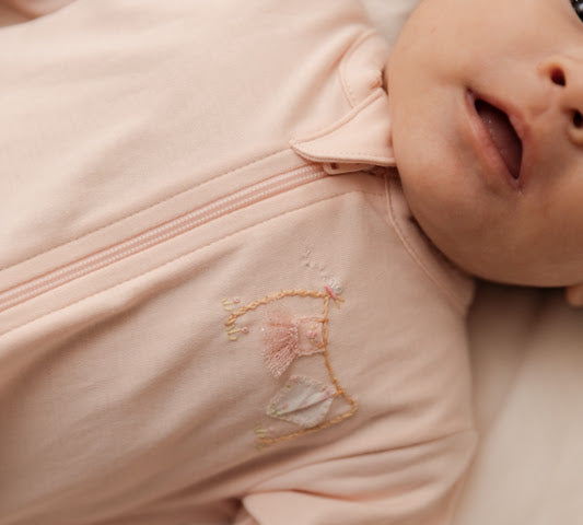 Pima Embroidered Footie - Pink Clothesline