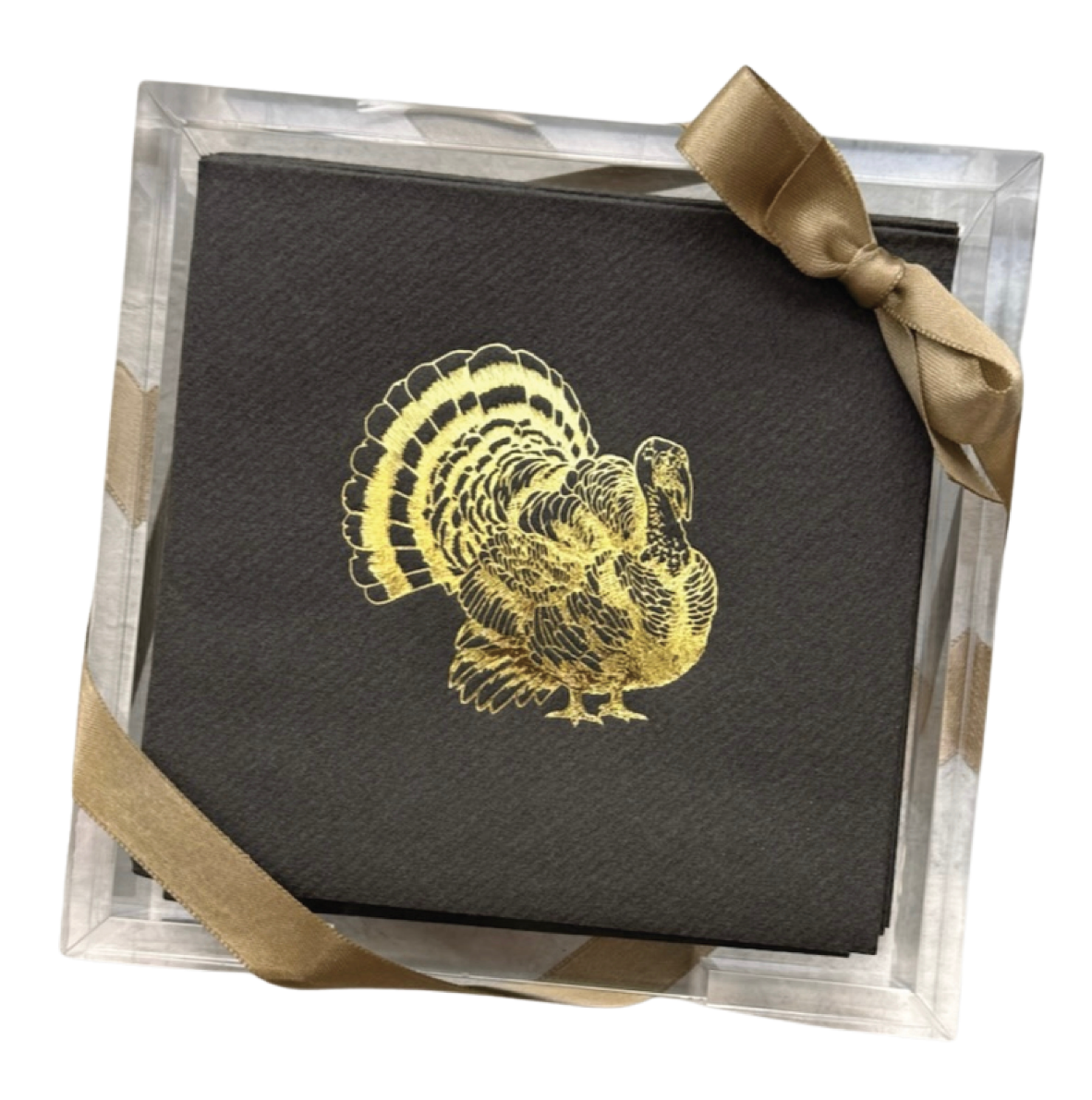 Acrylic Cocktail Napkin Hostess Set: Gold Turkey