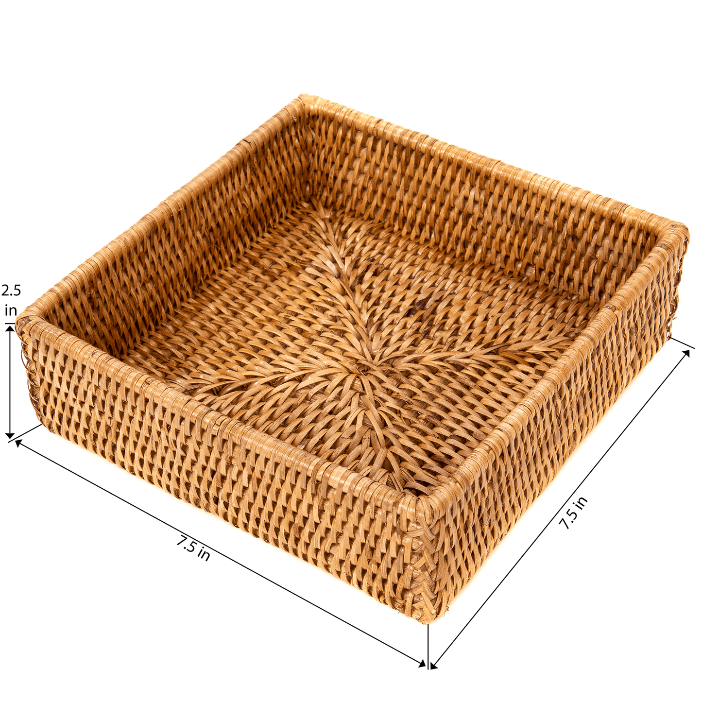 Rattan Luncheon Napkin Holder – Handcrafted Table Accent: Honey Brown
