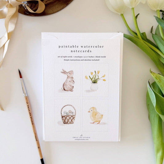 Set of 8 Paintable Notecards - Easter