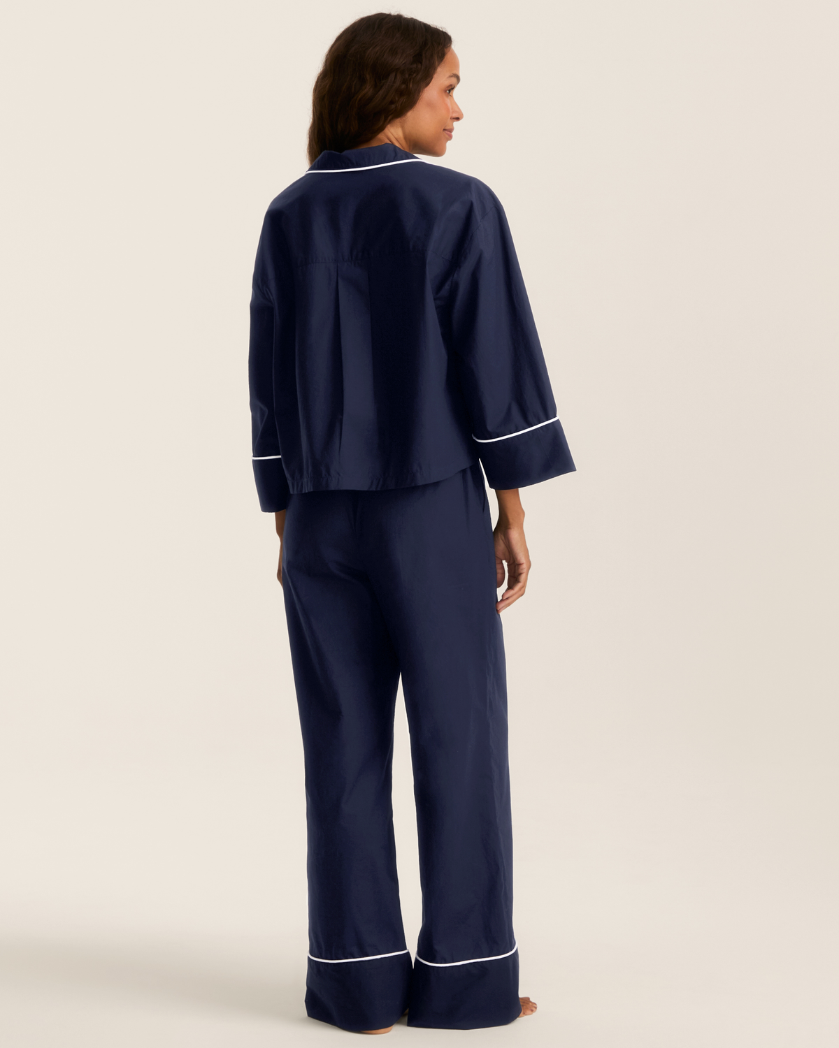 Celine Poplin Pajama Set - Navy