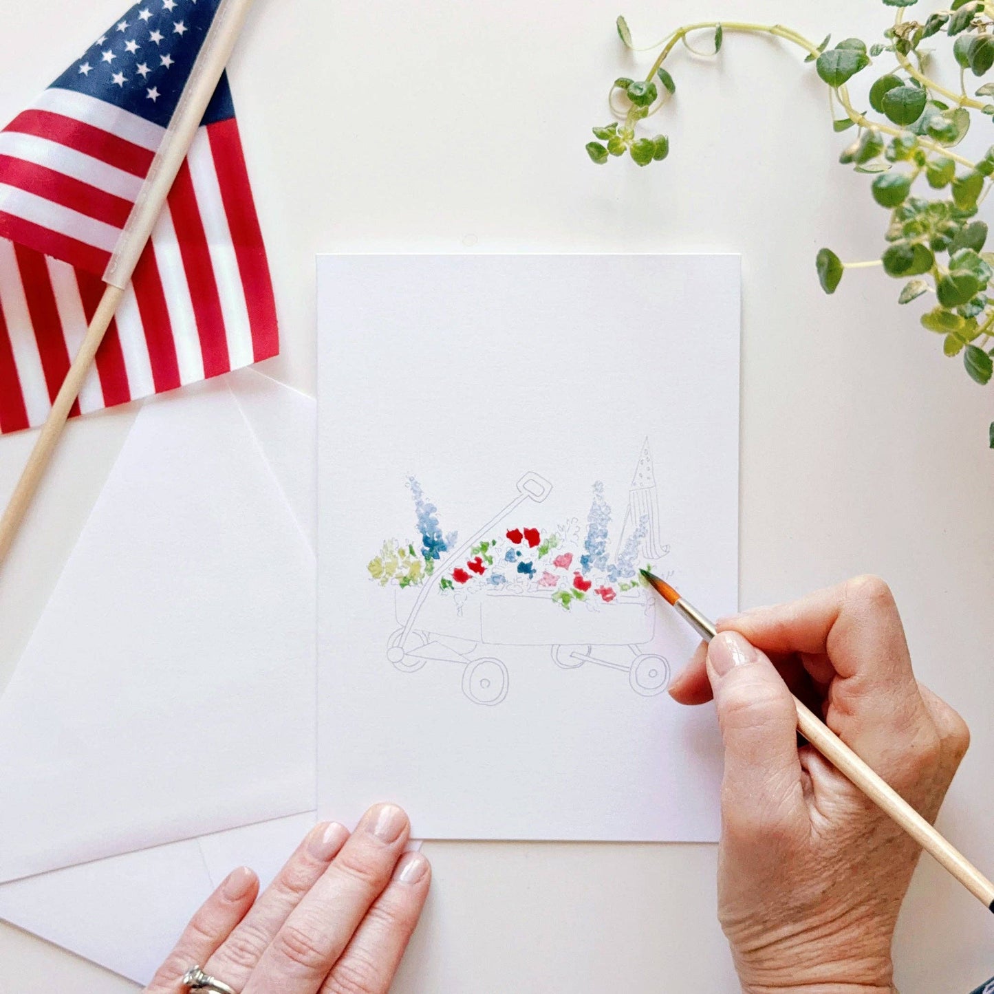 Set of 8 Paintable Notecards - Americana Paintable