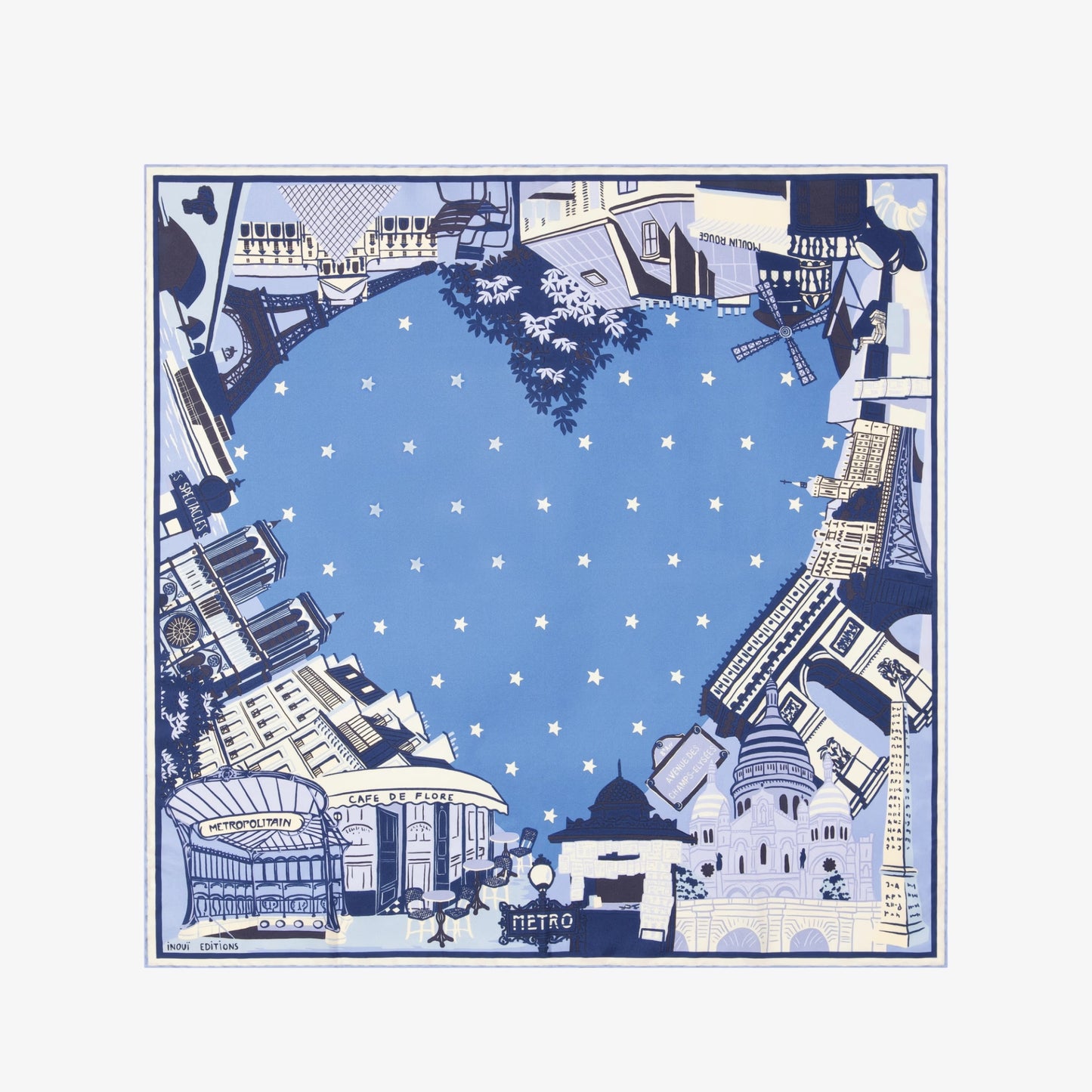 J'Aime Paris Square 70 Scarf - Blue