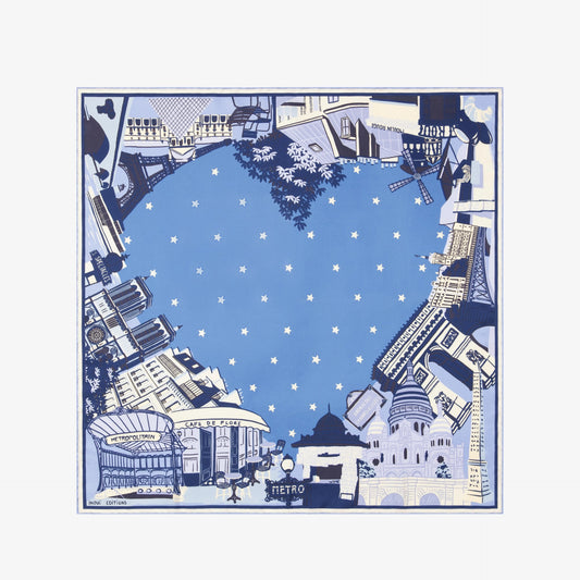 J'Aime Paris Square 70 Scarf - Blue