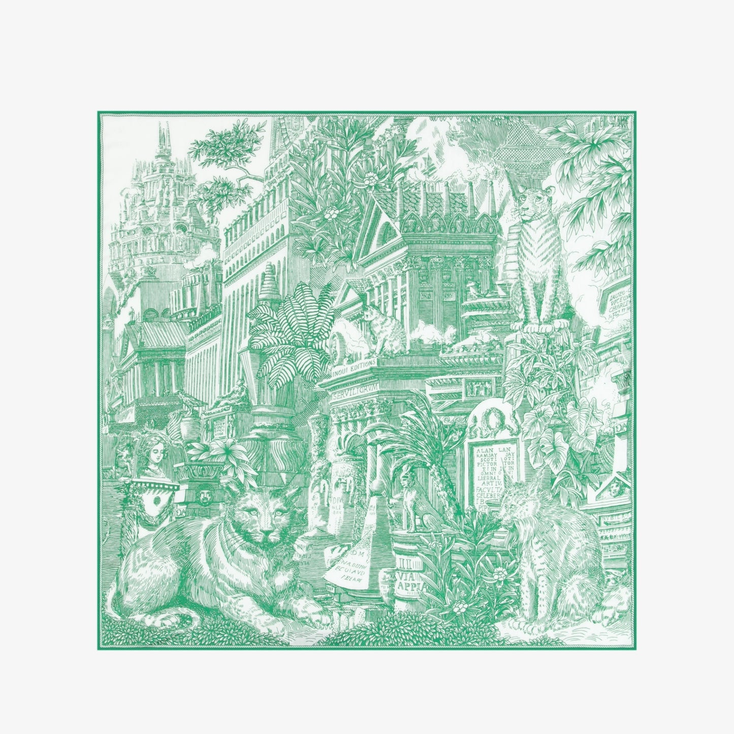 Square Scarf 65 - Piranesi - Green