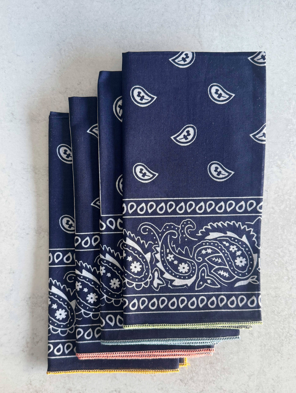 18" Bandana Cloth Napkins - Set of 4 - Navy