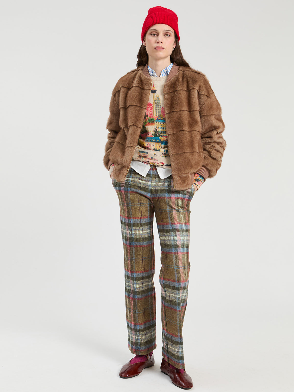 Bomber Jacket - Brown Faux Fur