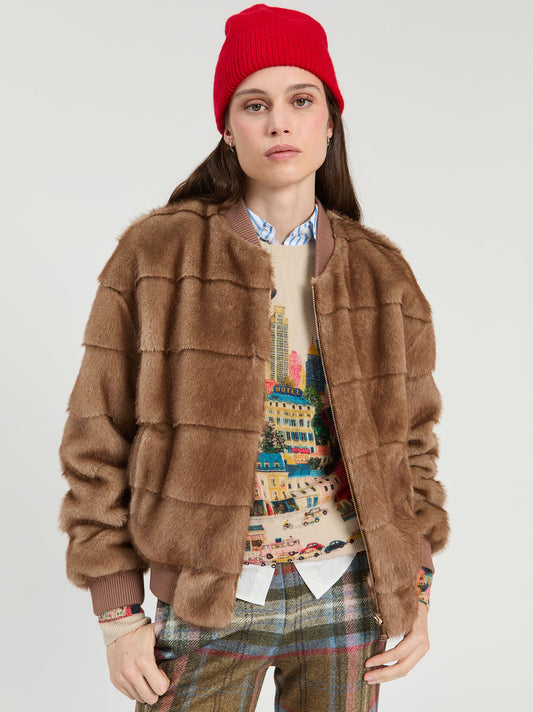 Bomber Jacket - Brown Faux Fur
