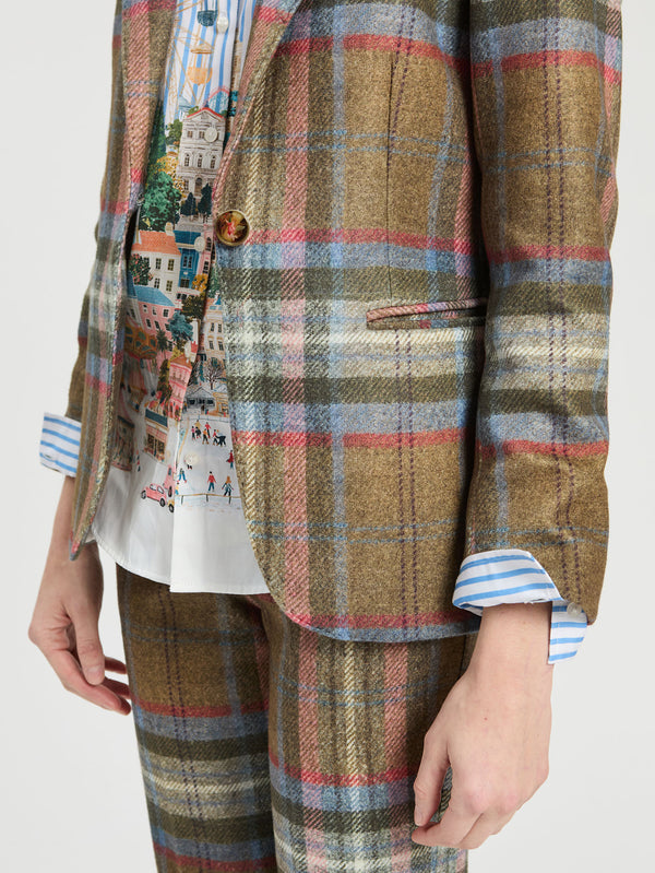 Brown Checked Blazer - Heather