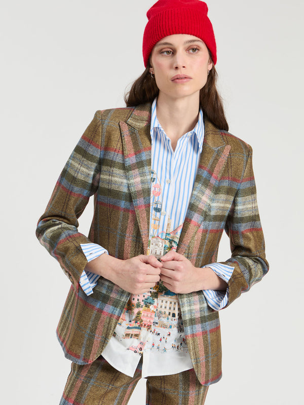 Brown Checked Blazer - Heather