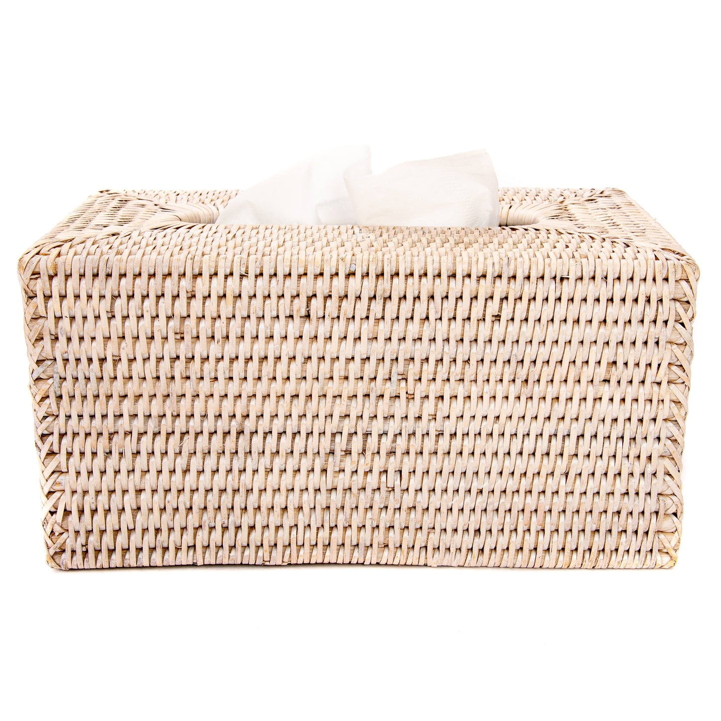 Rattan Rectangular Tissue Box Cover: Honey Brown