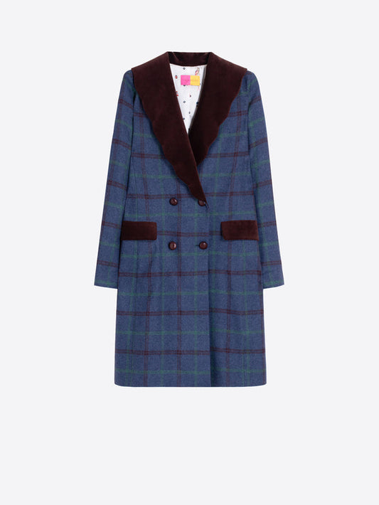 Plaid Coat with Blue and Green RickRack - Loretta