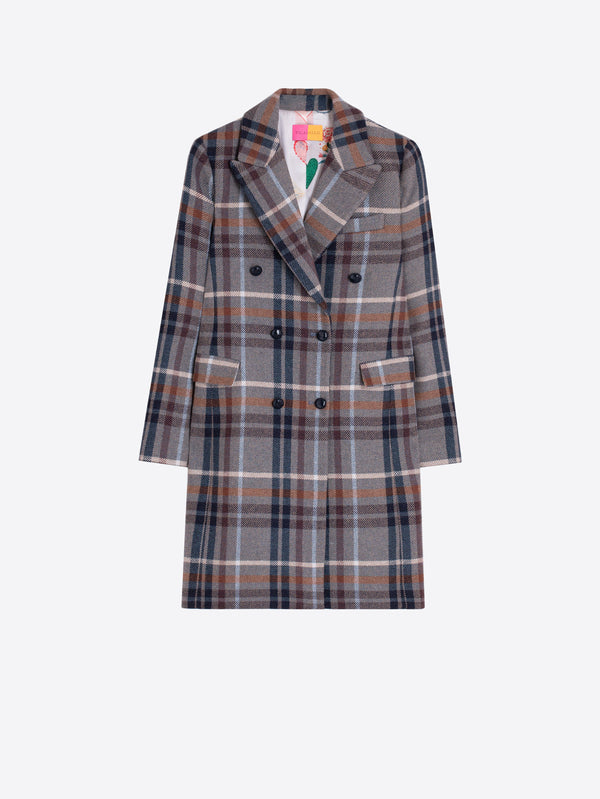 Short Plaid Wool Coat - Lian