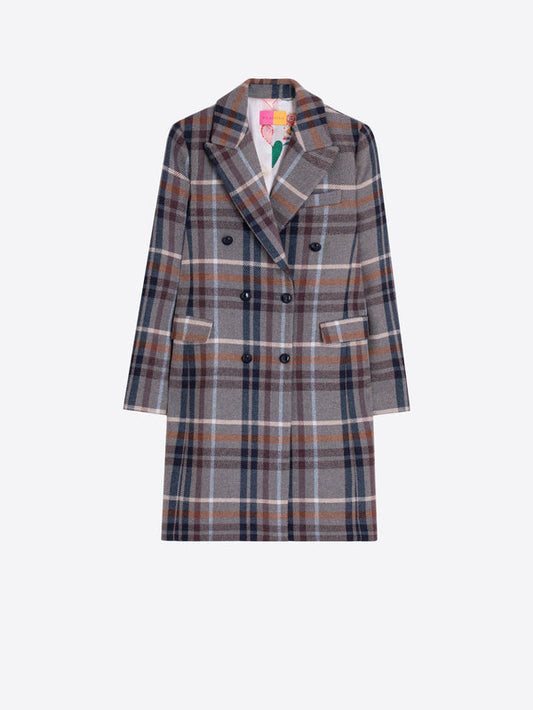Short Plaid Wool Coat - Lian