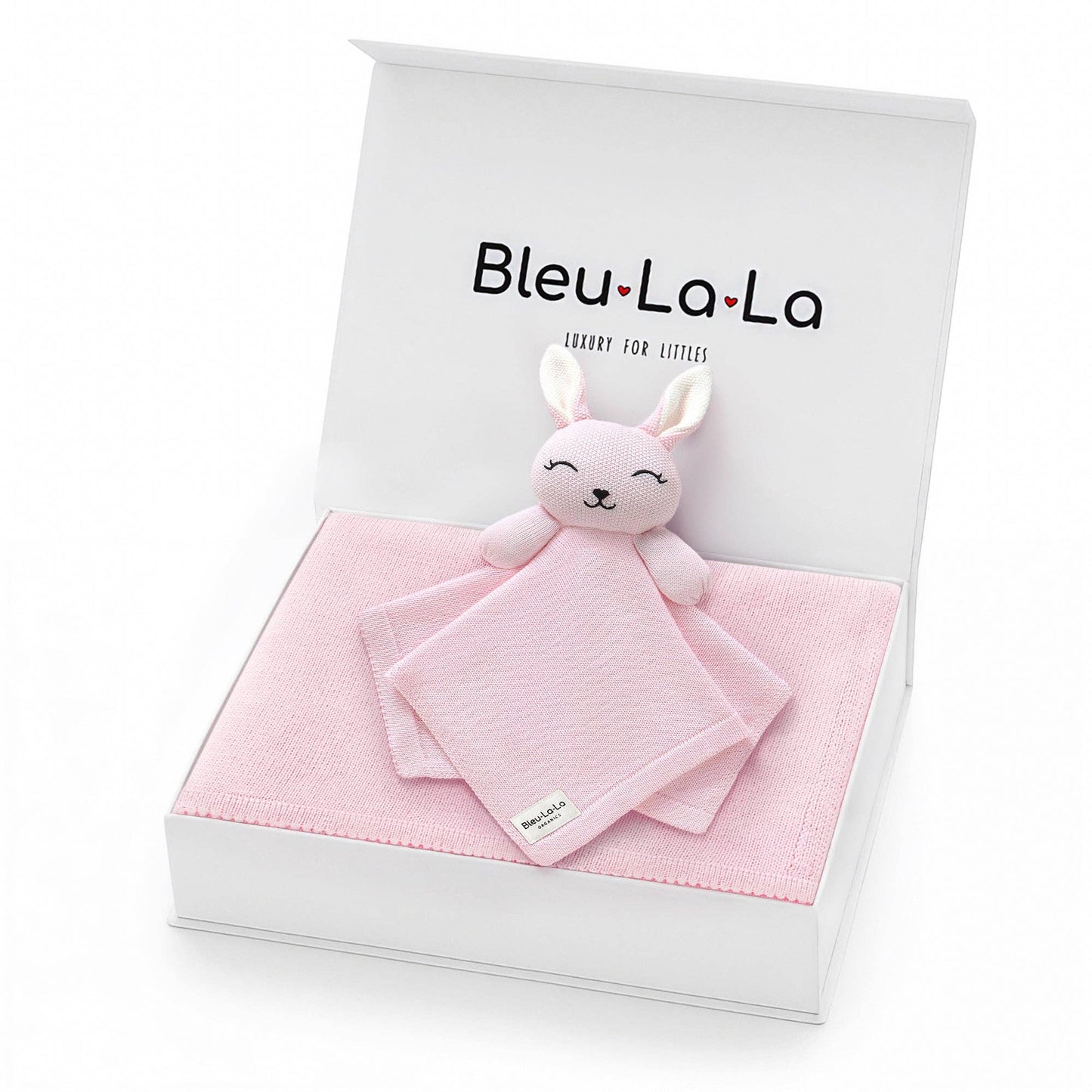 Blanket and Lovey Security Blanket Organic Cotton Gift Set - Bunny - Pink